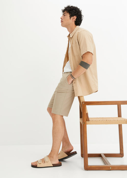 Stretch chino bermuda hlače brez zapenjanja z elastičnim pasom v ozkem kroju