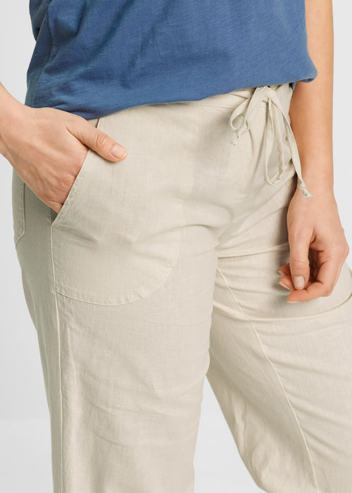 Platnene hlače s širokimi hlačnicami