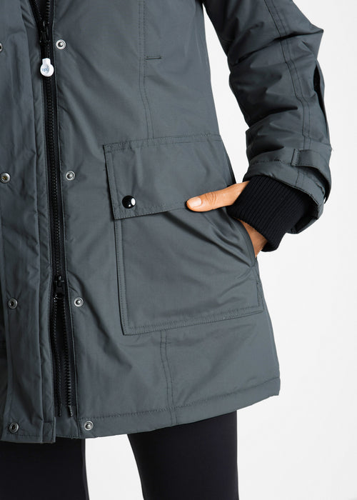 Funkcijska pohodniška dolga jakna s kapuco