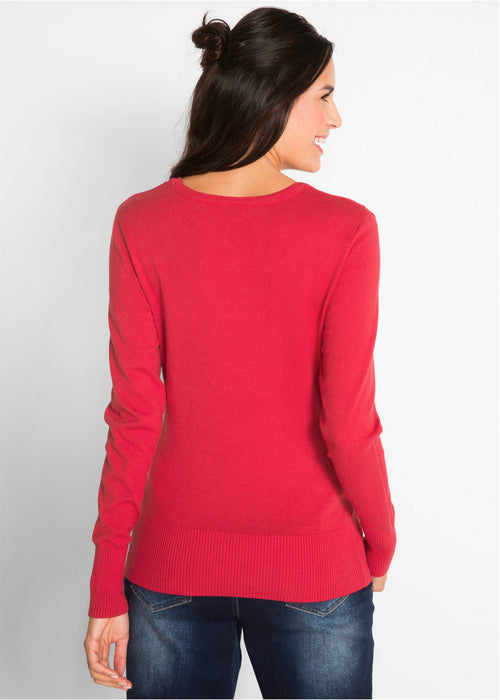 Fino pleten pulover z V-izrezom