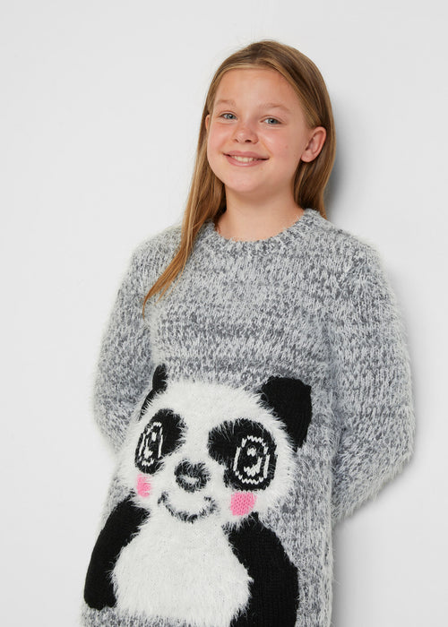 Kosmaten dekliški pleten pulover