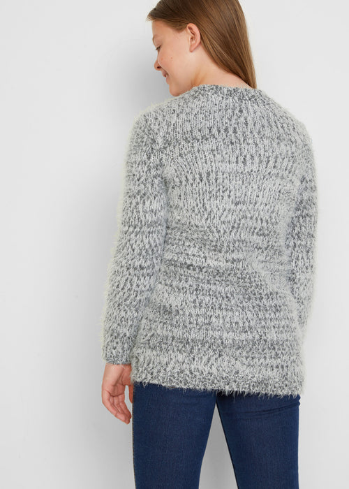 Kosmaten dekliški pleten pulover