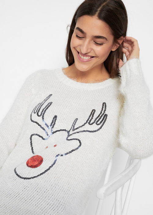 Božični pulover s severnim jelenom z bleščicami