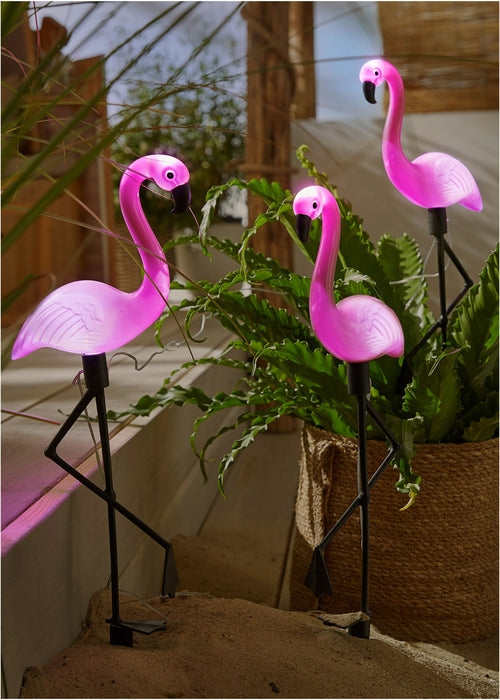 Solarna okrasna svetilka v stilu flaminga (3 kosi)
