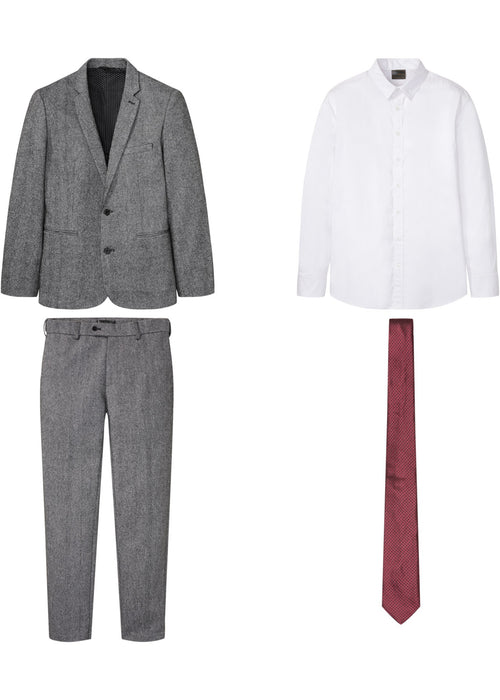 4-delna obleka: suknjič, hlače, srajca in kravata v ozkem kroju