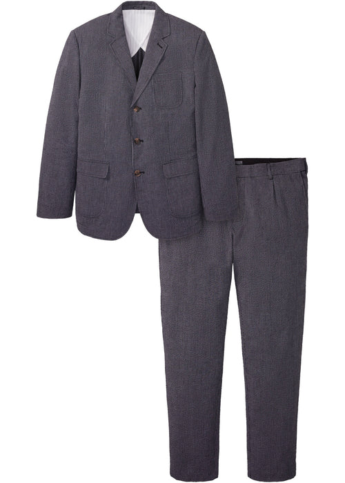 2-delna moška obleka iz mečkanke: suknjič in hlače v ozkem kroju