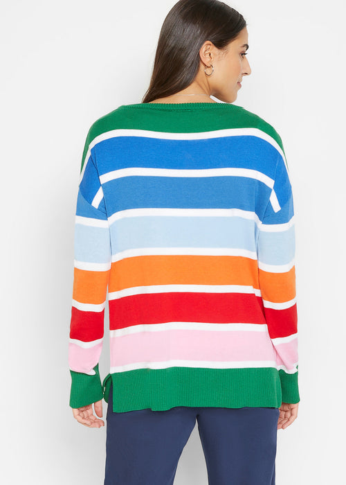 Lahek pulover s kontrastnimi črtami