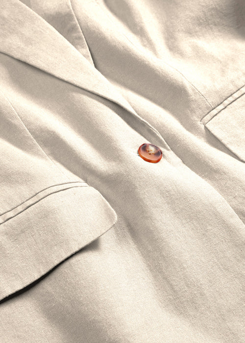 Širok kvadraten platnen blazer z detajlom gumba na rokavih