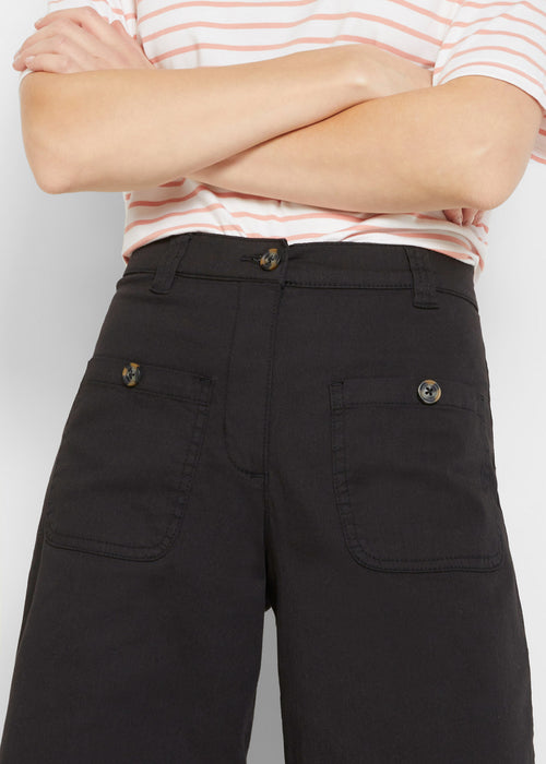 Culotte hlače s širokimi hlačnicami in udobnim pasom v dolžini do gležnjev