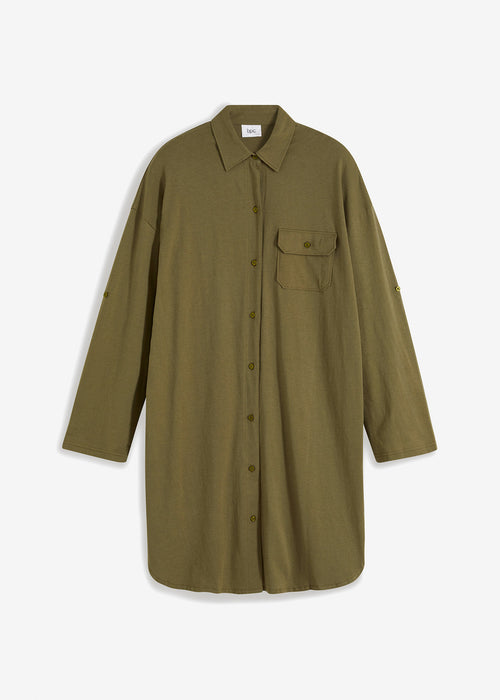 Ohlapna spalna srajca z zavihkom na rokavih in ekološkim bombažem