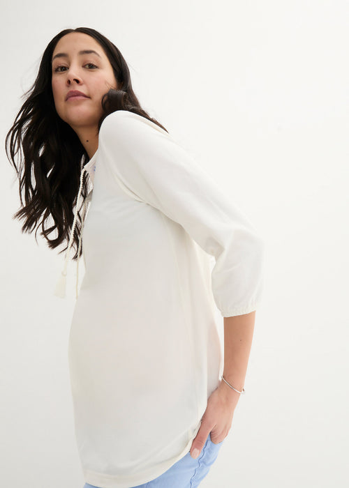 Majica za nosečnost in dojenje s cofkom in cvetličnim potiskom