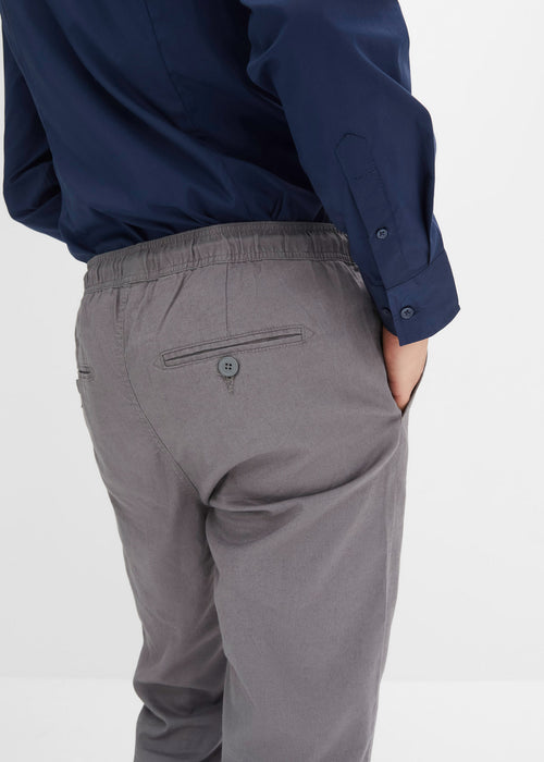 Klasične hlače brez zapenjanja iz platna v ravnem kroju