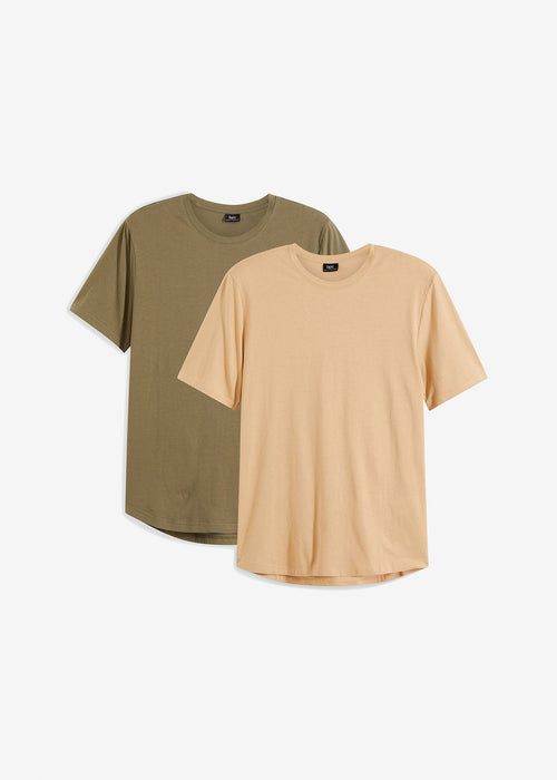 Dolga T-Shirt majica z zaokroženim spodnjim robom z ekološkim bombažem (2 kosa)