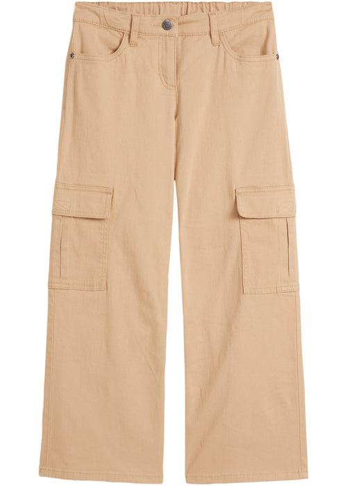 Dekliške hlače s cargo žepi in širokimi hlačnicami