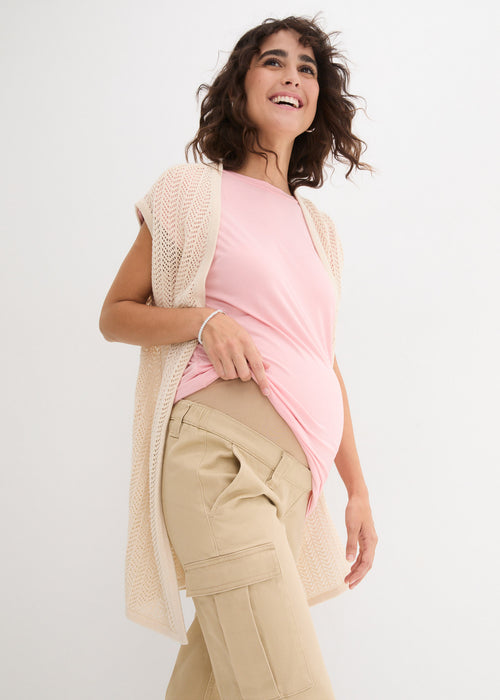 Stretch nosečniške culotte hlače v ravnem kroju