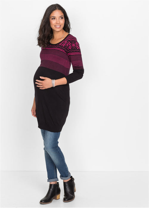 Pletena obleka za nosečnost z norveškim vzorcem