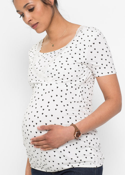Majica za nosečnost in dojenje s čipko