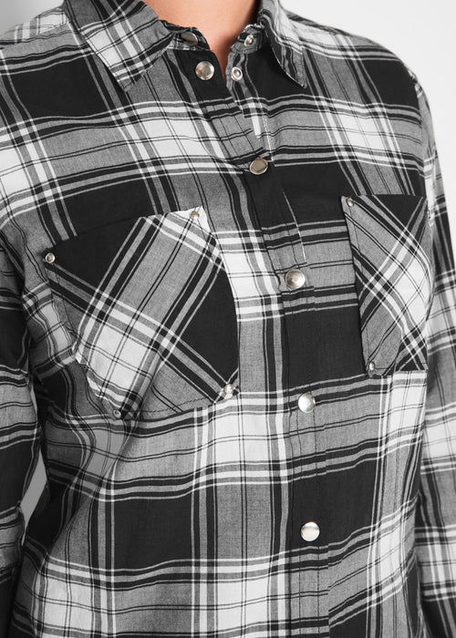 Bombažna bluza s karirastim vzorcem