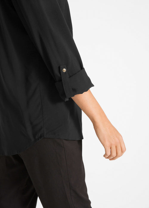 Bluza iz viskoze z V-izrezom z dolgimi rokavi