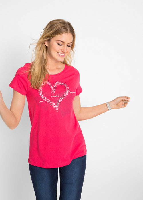 Bombažna majica s potiskom src s kratkimi rokavi
