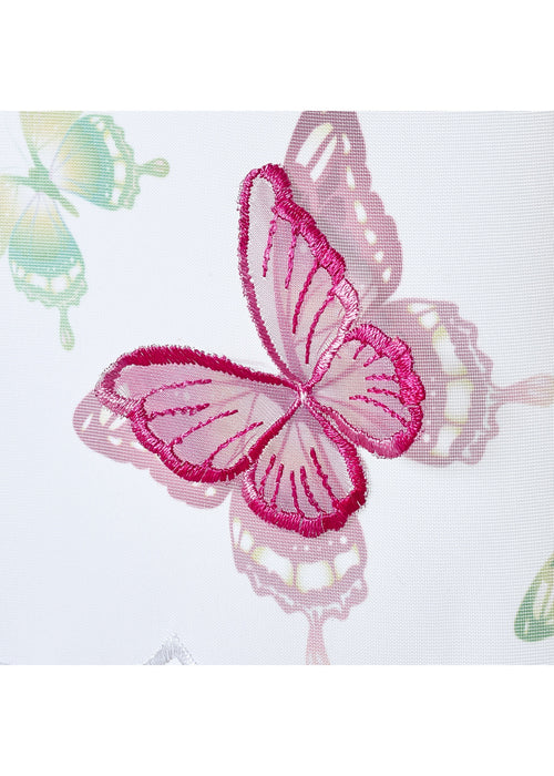 Polovična zavesa z izvezenimi metulji