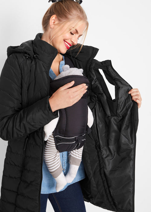 Nosečniška prešita dolga jakna za nošenje dojenčka