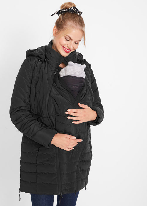 Nosečniška prešita dolga jakna za nošenje dojenčka