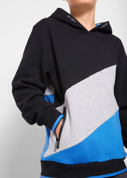 Fantovska športno udobna majica s kapuco z barvnimi kontrasti