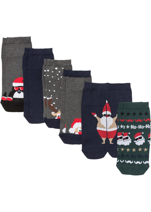 Kratke nogavice z božičnim motivom z ekološkim bombažem (6 parov)