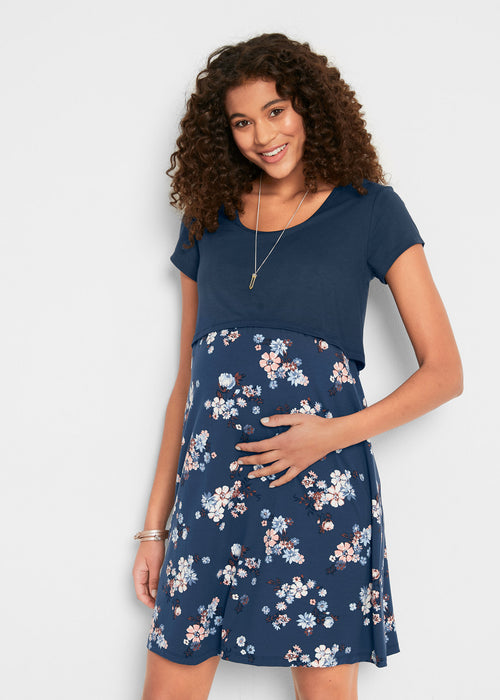Obleka za nosečnost in dojenje s cvetlicami