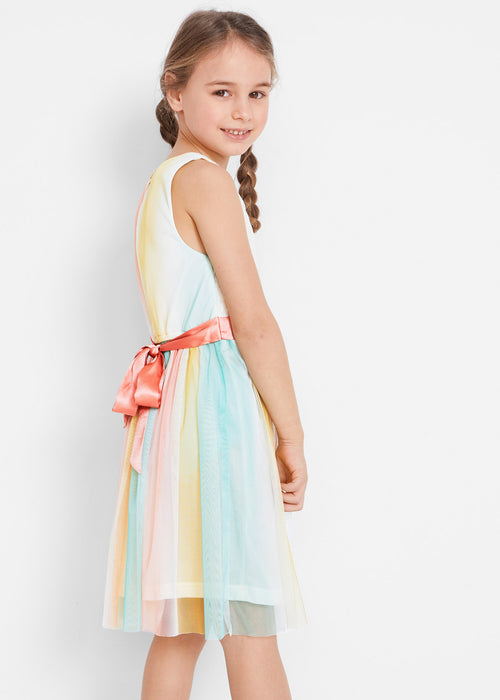 Svečana dekliška obleka z barvnim prelivom
