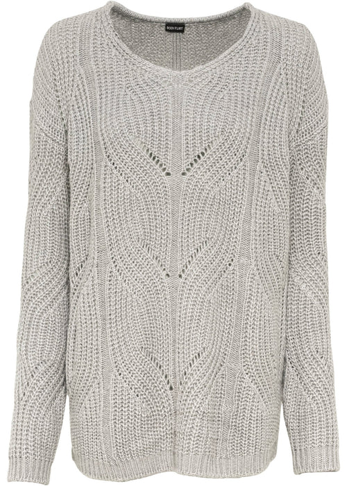 Pleten pulover z V-izrezom