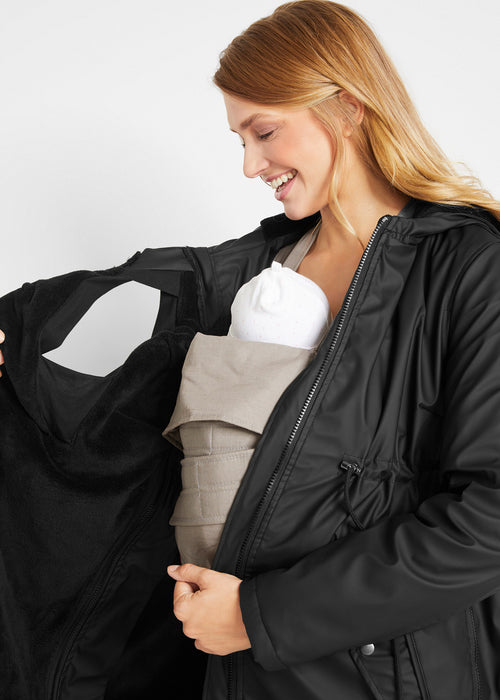 Dežna jakna za nosečnost in za nošenje dojenčka s podlogo