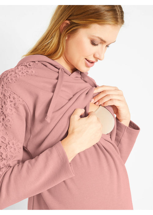 Športno udobna majica za nosečnost in dojenje s čipko