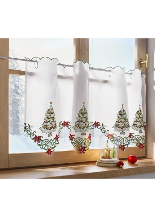 Polovična zavesa z božično vezenino