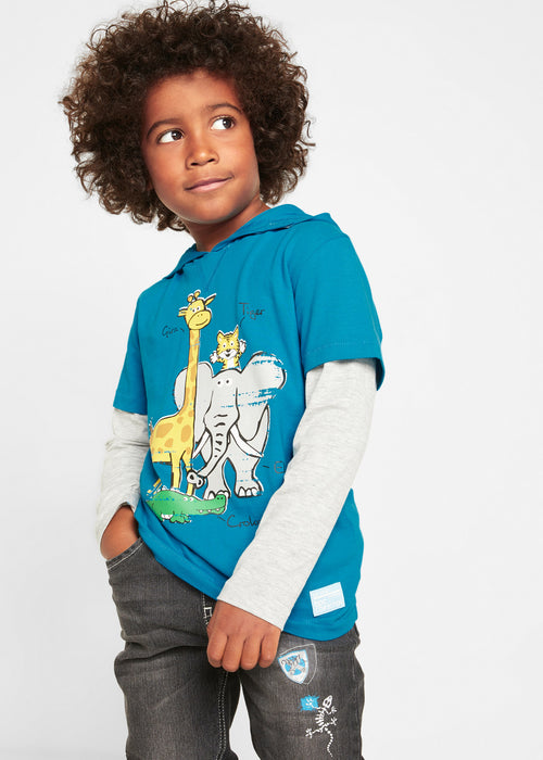 Fantovska večplastna majica z ekološkim bombažem s kapuco