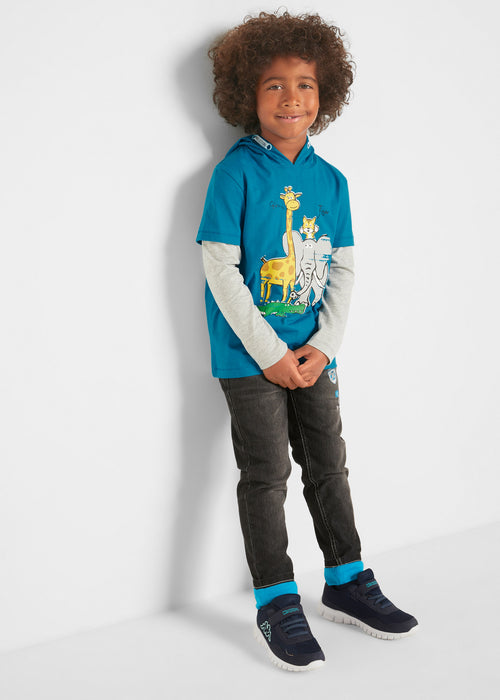 Fantovska večplastna majica z ekološkim bombažem s kapuco