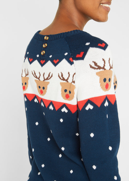 Božična pletena obleka s severnim jelenom