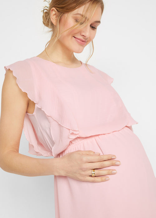 Obleka za nosečnost in dojenje iz jerseya s šifonom