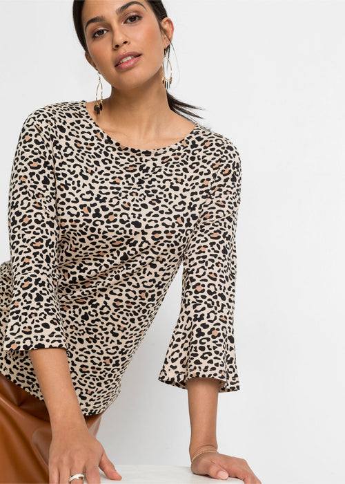 Majica z leopardjim vzorcem s 3/4-rokavi