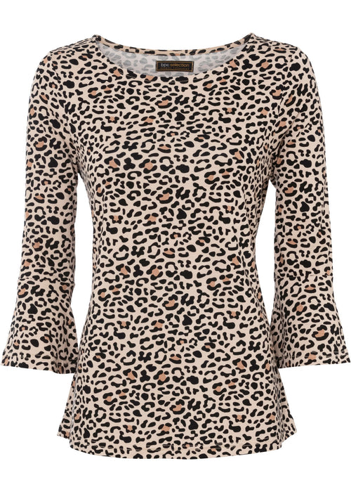 Majica z leopardjim vzorcem s 3/4-rokavi