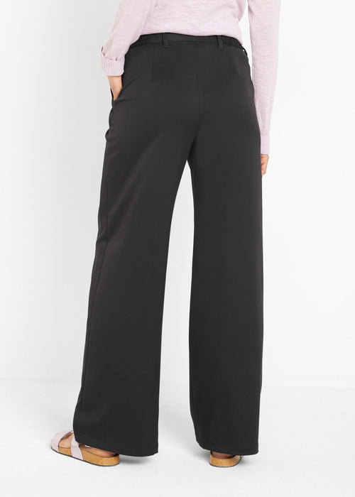 Široke hlače v marlene stilu z udobnim pasom in gubami v pasu