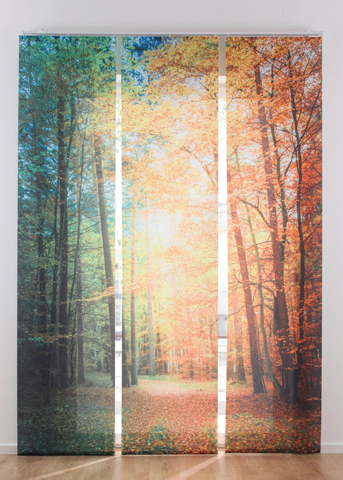 Panelna zavesa za zaščito pred pogledi z motivom gozda (3 kosi)