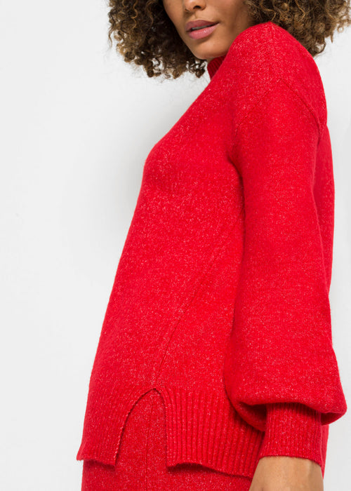Ohlapen pulover s pokončnim ovratnikom