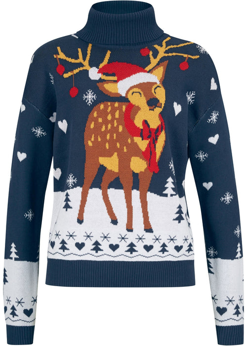 Fino pleten božični pulover s puli ovratnikom