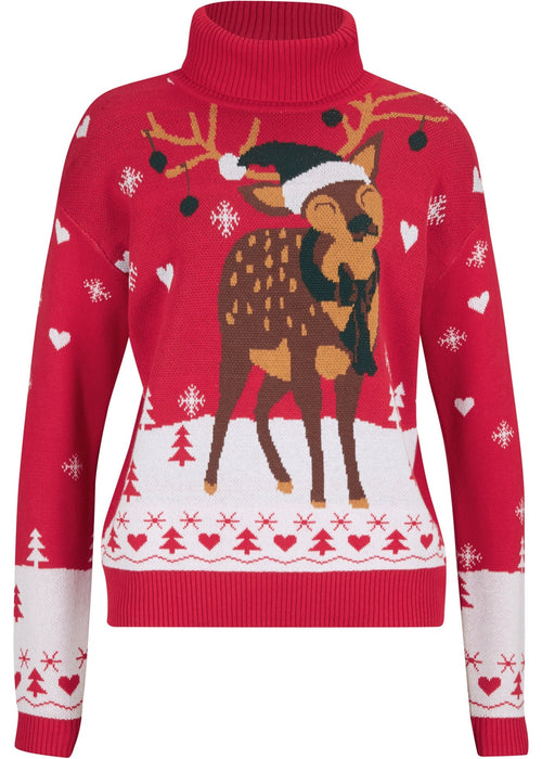 Fino pleten božični pulover s puli ovratnikom