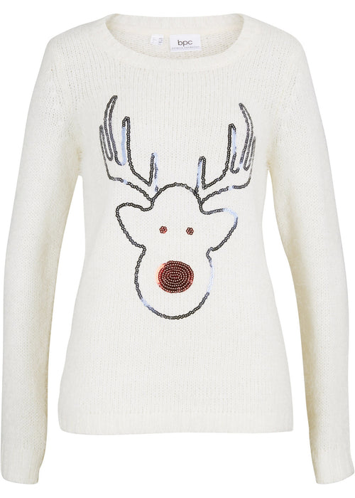 Božični pulover s severnim jelenom z bleščicami