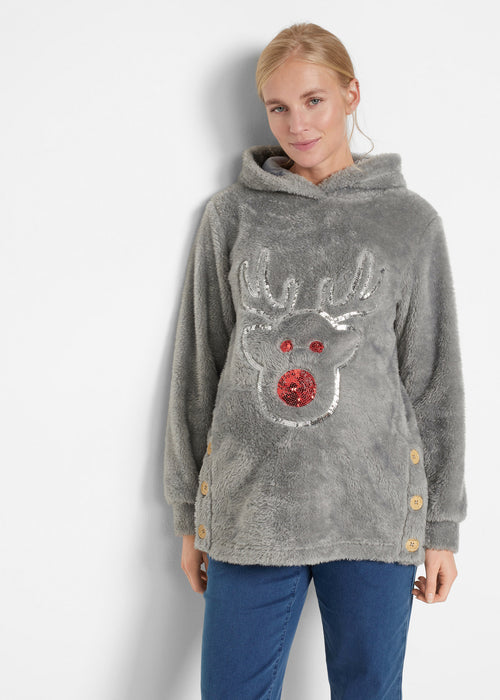 Mehek plišast nosečniški pulover z božičnim motivom