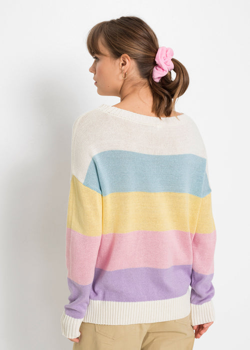 Ohlapen pulover s črtami