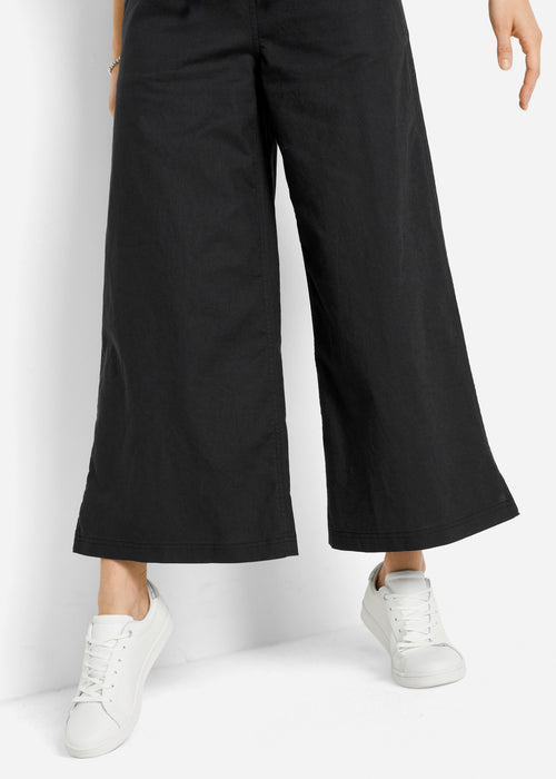 Široke pletene udobne hlače z elastiko okrog in okrog pasu